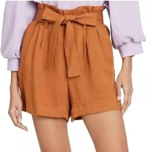NEW A New Day Tan Brown Crepe High Rise Utility Paper Bag Waist Shorts Size XS